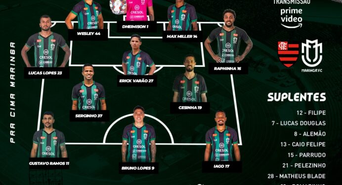 Maringá define escalação para jogo contra o Flamengo, pela Copa do Brasil; veja
