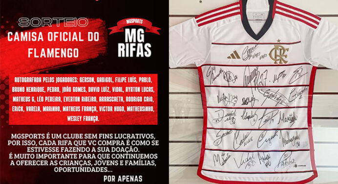 Pai de Gerson promove rifa solidária e sorteia camisa autografada do Flamengo para ajudar projeto com jovens