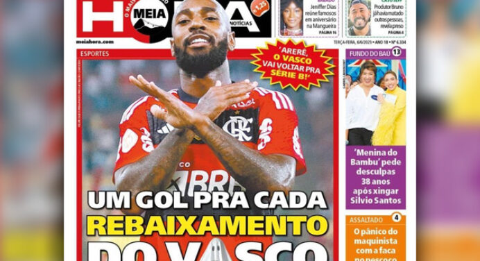 “Um gol para cada rebaixamento”: jornal carioca debocha do Vasco após goleada do Flamengo