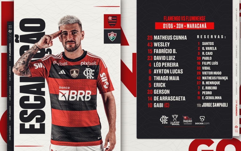 SAIU! Sem Pedro, Flamengo divulga escalação para jogo contra o Fluminense