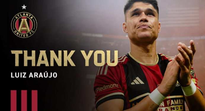Atlanta se despede oficialmente de Luiz Araújo, novo atacante do Flamengo