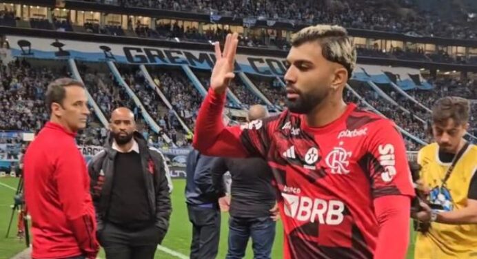Gabigol provoca torcida do Grêmio em jogo da Copa do Brasil