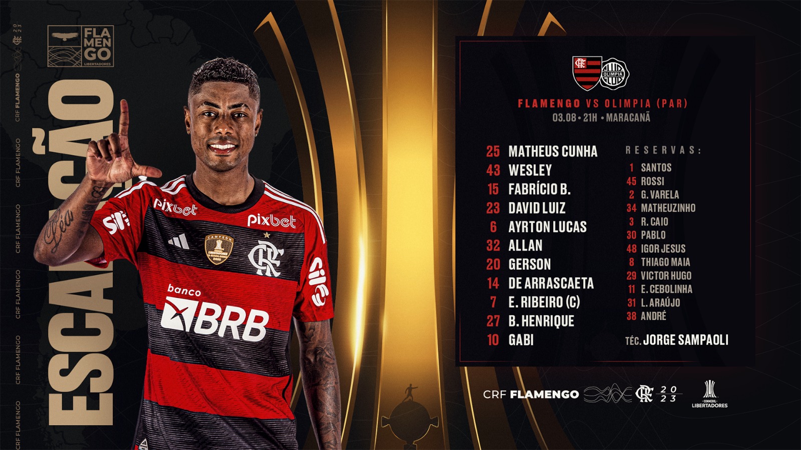 Jogo de quinta-feira (03/08) - Flamengo x Olimpia (Libertadores)