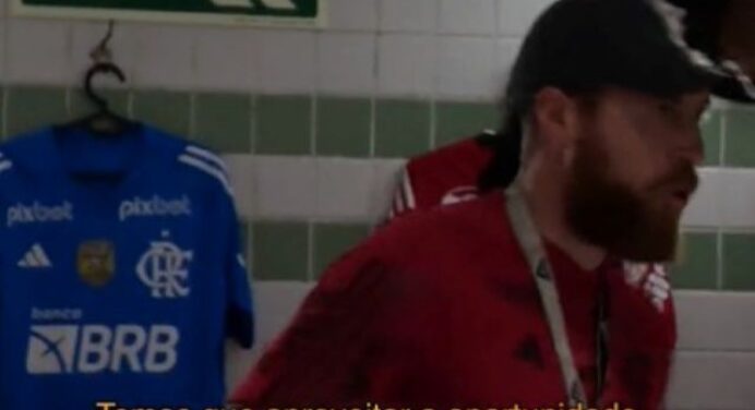 Novo preparador físico do Flamengo pede a palavra e ‘agita’ vestiário antes de jogo com Coritiba; veja vídeo