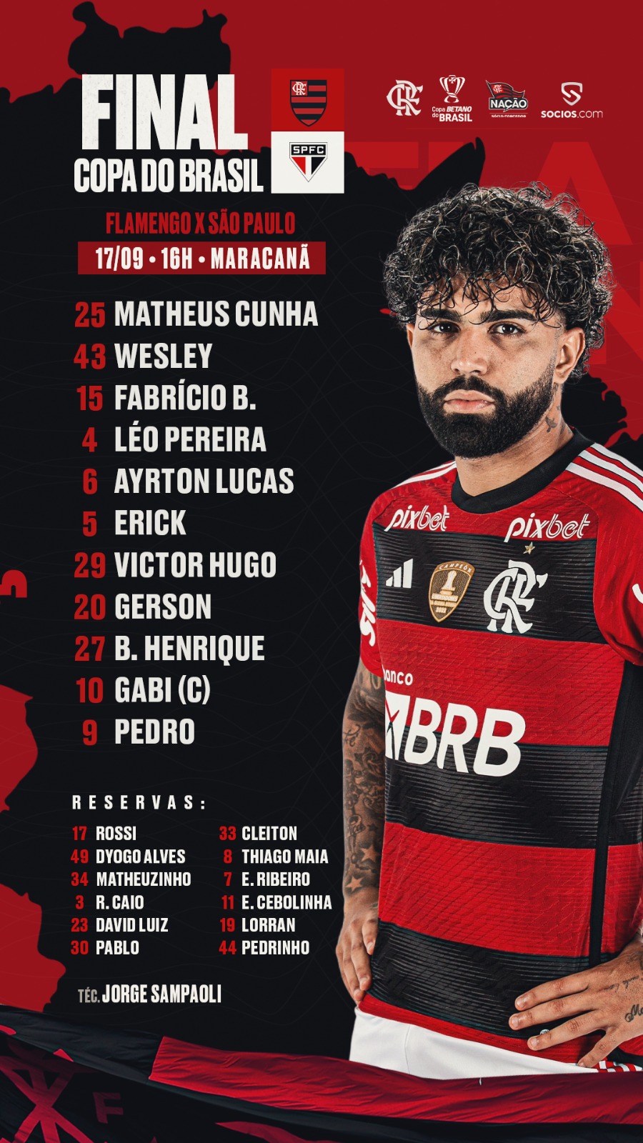 Copa do Brasil: Flamengo divulga relacionados para jogo contra o São Paulo;  veja
