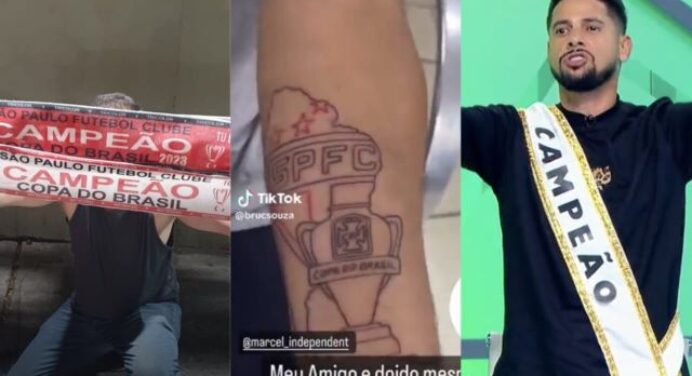 Tatuagem e faixas de campeão: torcedores do São Paulo já comemoram título da Copa do Brasil antes de jogo com Fla