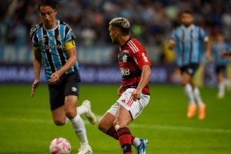 arrascaeta e geromel na Arena do Grêmio