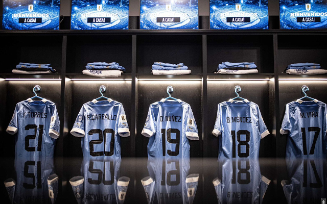 Camisas da Seleção Uruguaia no vestiário