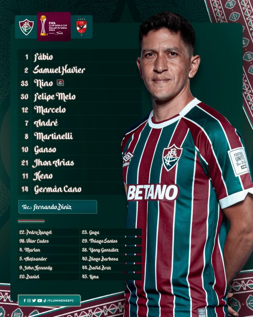 Mundial de Clubes: Fluminense divulga escalação para enfrentar o Al Ahly