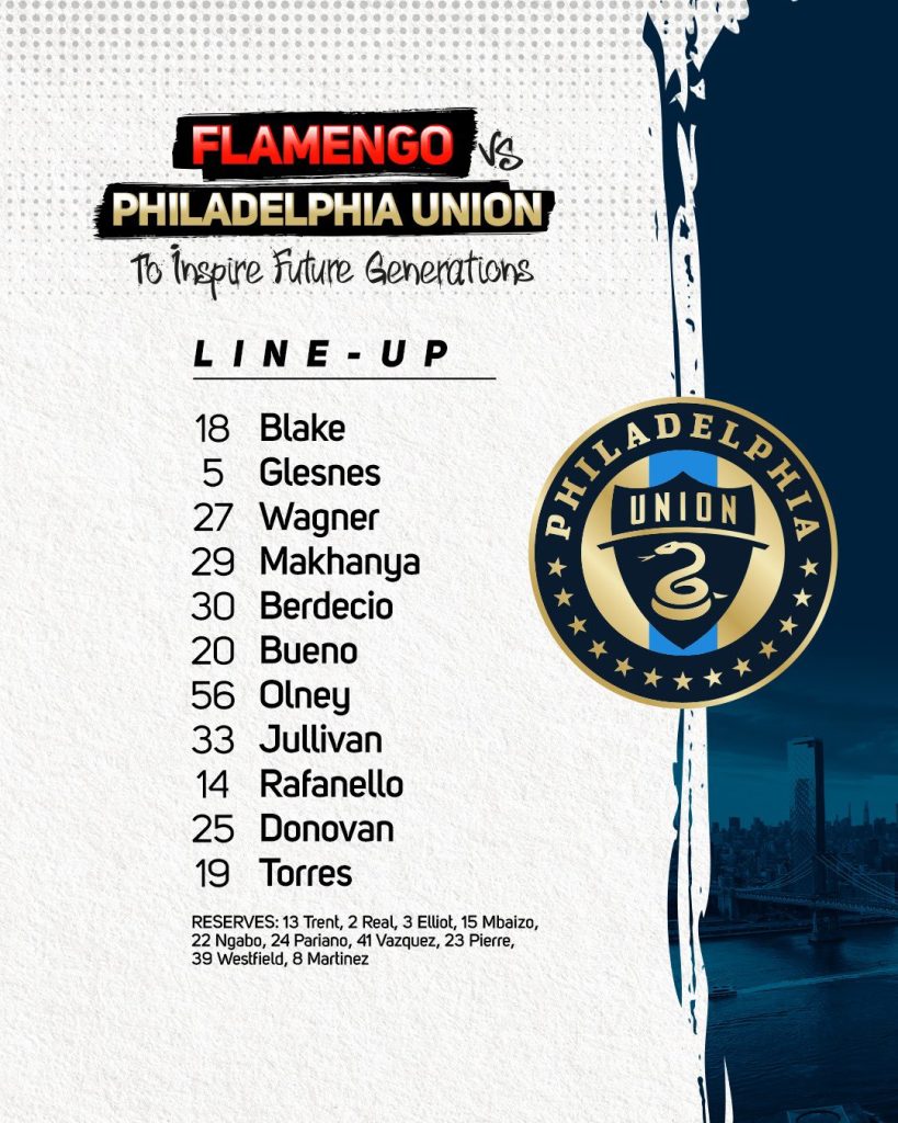 Veja escalação do Philadelphia Union para jogo contra o Flamengo