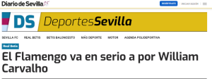 Reportagem do portal Diario de Sevilla sobre William Carvalho
