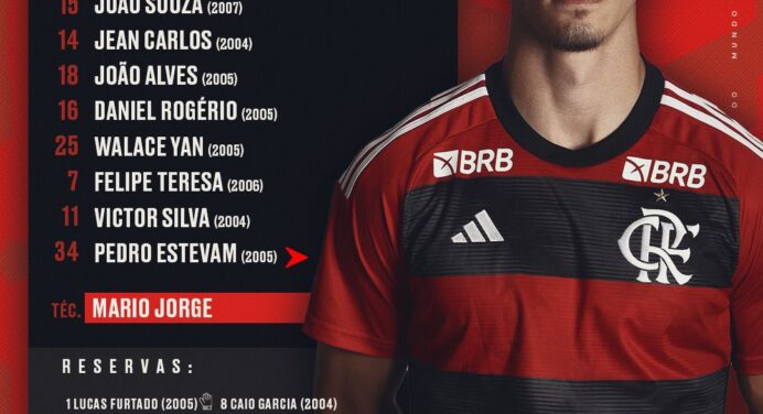 SAIU! Flamengo divulga escalação para jogo contra o Sporting Cristal, pela Libertadores Sub-20