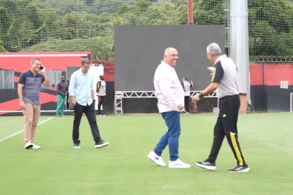 Marcos e Braz e Tite no treino do Flamengo