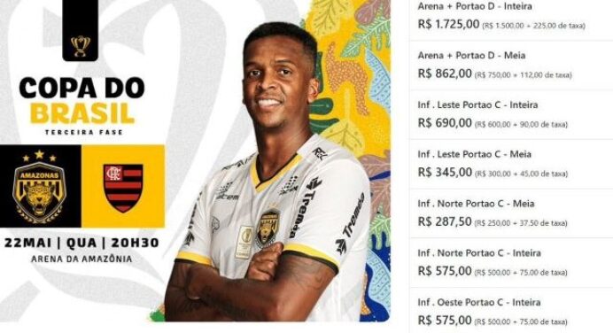Procon notifica Amazonas por preços dos ingressos de jogo com Flamengo, pela Copa do Brasil