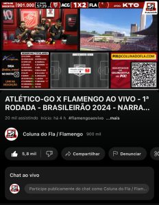 Transmissão de Atlético-GO x Flamengo, no Coluna do Fla