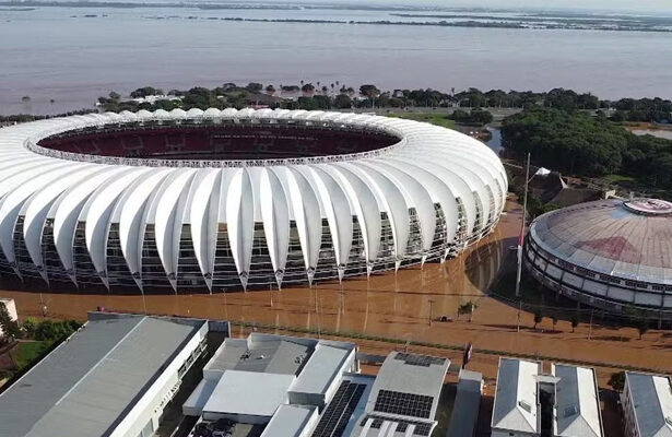 Brasileirão: Beira-Rio, estádio do Internacional, alagado