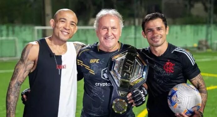 Após ‘benção’ de Zico, rubro-negros Aldo e Pantoja vencem no UFC Rio; jogadores do Fla prestigiam evento