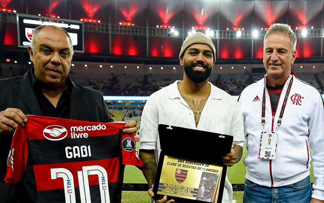 Marcos Braz, Gabigol e Rodolfo Landim no Flamengo