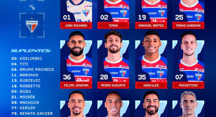 Fortaleza define escalação para jogo de hoje contra o Flamengo, pelo Brasileirão