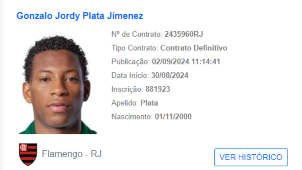 Gonzalo Plata tem nome publicado no BID da CBF e está regularizado para jogar pelo Flamengo