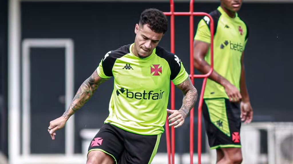 Philippe Coutinho em treino no Vasco