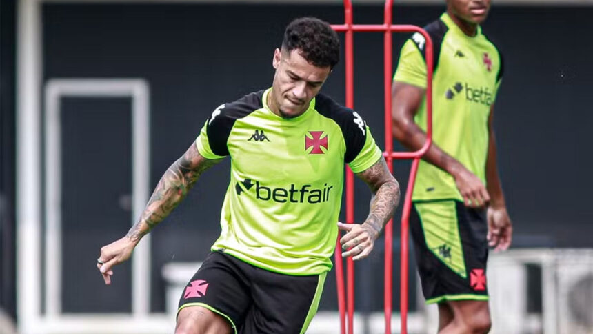 Philippe Coutinho em treino no Vasco