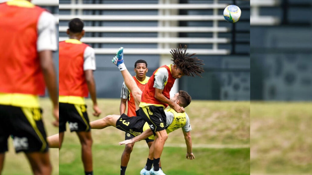 Léo Ortiz marca golaço de bicicleta em treino do Flamengo; veja vídeo