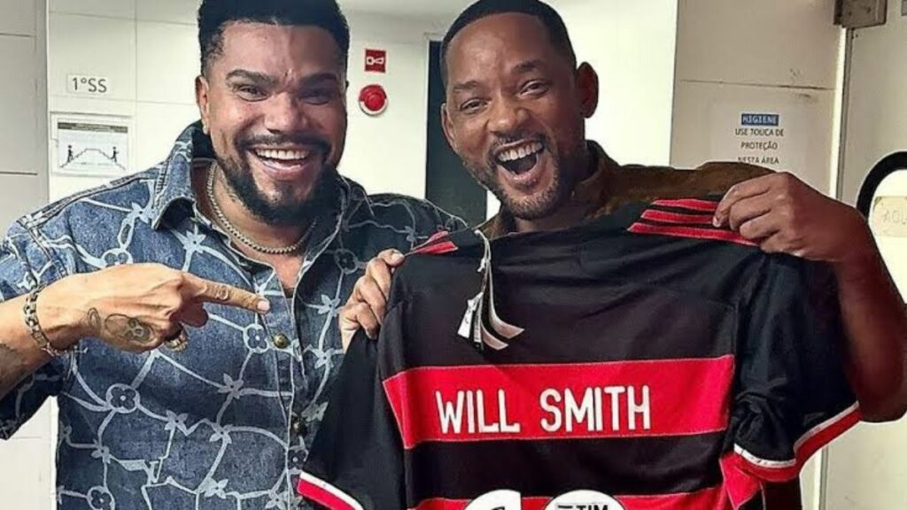 Rock in Rio: Naldo presenteia Will Smith com camisa do Flamengo após jogo da Libertadores