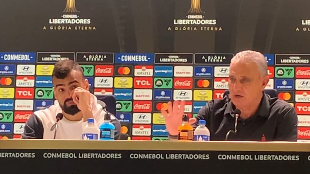 Tite e Fabrício Bruno concedem entrevista coletiva após jogo do Flamengo na Libertadores