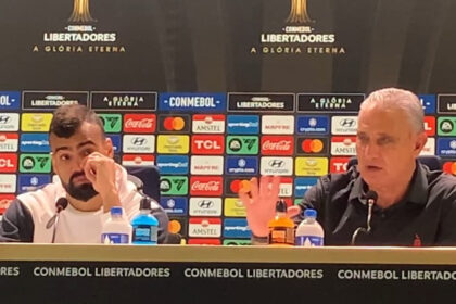 Tite e Fabrício Bruno concedem entrevista coletiva após jogo do Flamengo na Libertadores