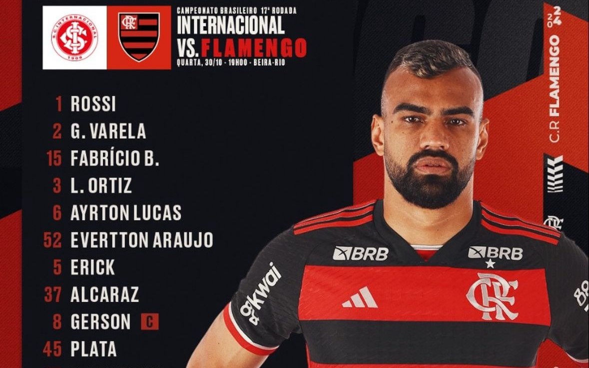 SAIU! Sem Gabigol, Flamengo announced an escalation to the game against Internacional, Pelo Brasileirão