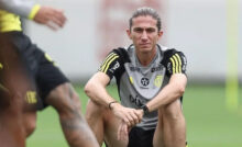 Filipe Luís em treino do Flamengo