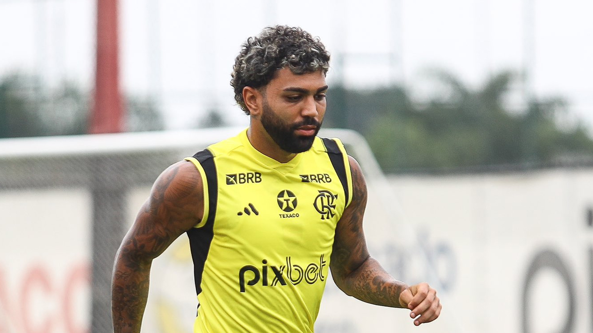 Gabigol durante treino do Flamengo