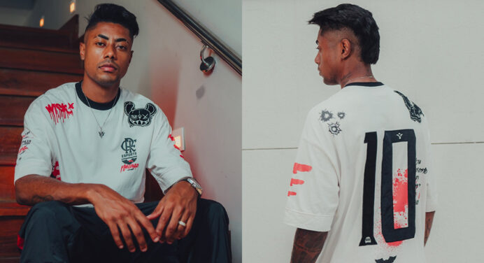Bruno Henrique ‘muda de profissão’ e lança nova camisa do Flamengo; veja fotos