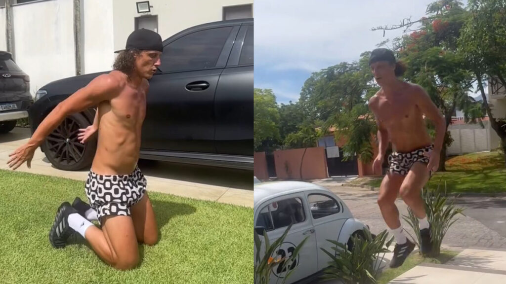 Em fim de contrato com o Flamengo, David Luiz mantém forma física em casa