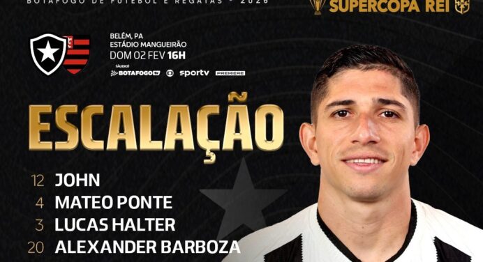 Veja escalação do Botafogo para jogo contra o Flamengo, pela Supercopa do Brasil