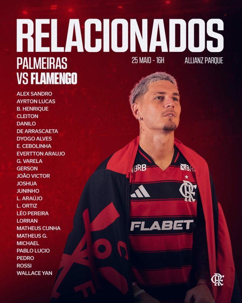 Com desfalques, Filipe Luís define lista de relacionados para jogo do Flamengo x Palmeiras