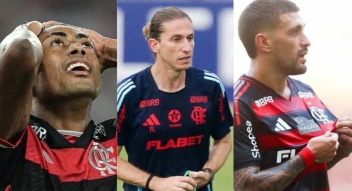 Filipe Luís lida com ‘briga’ entre Arrascaeta e Bruno Henrique antes de jogo do Flamengo x São Paulo