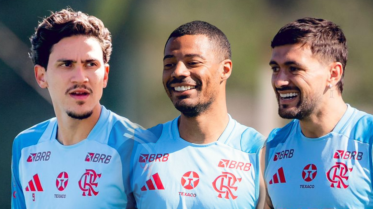 Pedro, De La Cruz e Arrascaeta no Flamengo