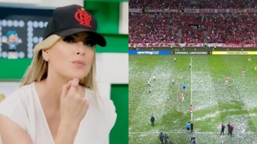 Que papelão! Renata Fan define chuva de ‘prata’ antes de jogo com o Flamengo como “patético”