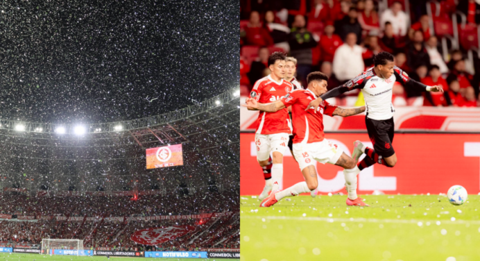 Internacional é denunciado pela Conmebol após chuva de papéis em jogo contra o Flamengo