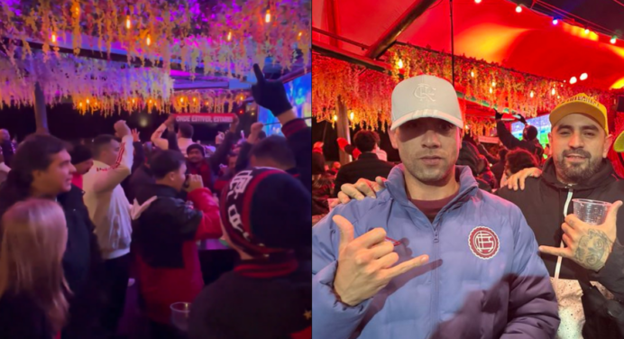 Torcida do Flamengo e argentinos lotam bar em Buenos Aires antes do jogo contra o Racing