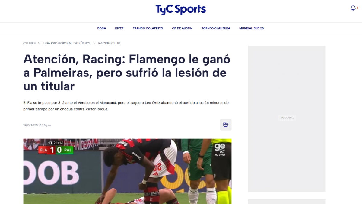 Imagem colorida de portal de notícias argentino