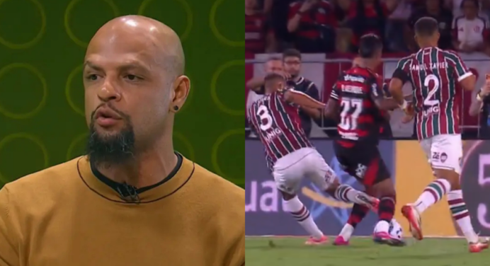 Até ele! Felipe Melo surpreende e se revolta com a não marcação de pênalti em jogo do Flamengo x Fluminense