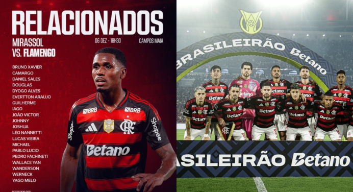 Com 4 jogadores do time profissional, Flamengo divulga relacionados para jogo contra Mirassol