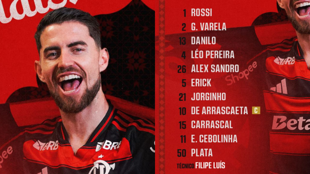 SAIU! Flamengo divulga escalação para jogo contra o Pyramids, pelo Intercontinental