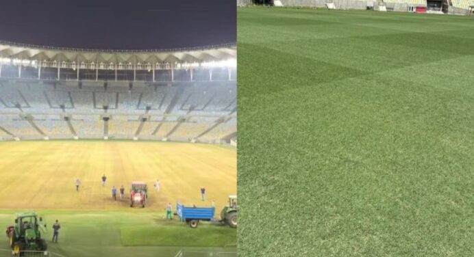 Gramado do Maracanã recebe manutenção e está pronto para jogo do Flamengo x Vasco