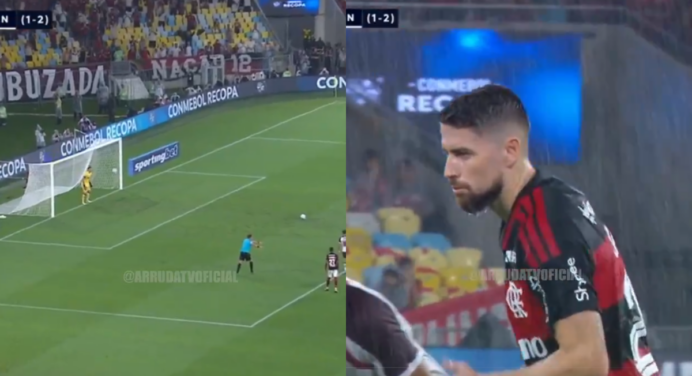 VÍDEO | Jorginho marca de pênalti e faz Flamengo 2 a 1 Lanús no Maracanã