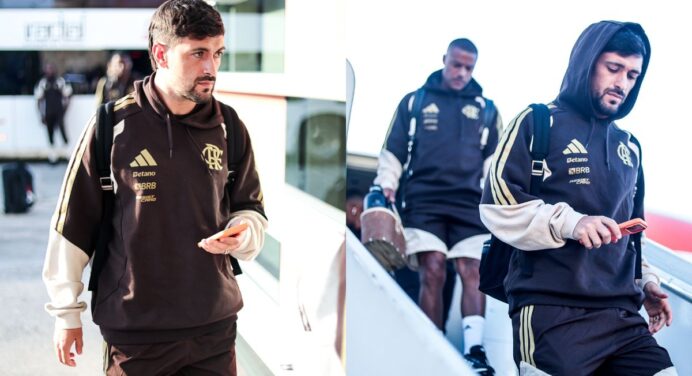 Com Arrascaeta, delegação do Flamengo desembarca no Rio de Janeiro