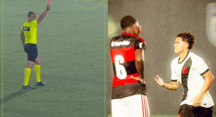 Flamengo tem jogador expulso no 1º tempo e perde para o Vasco no Brasileirão sub-20